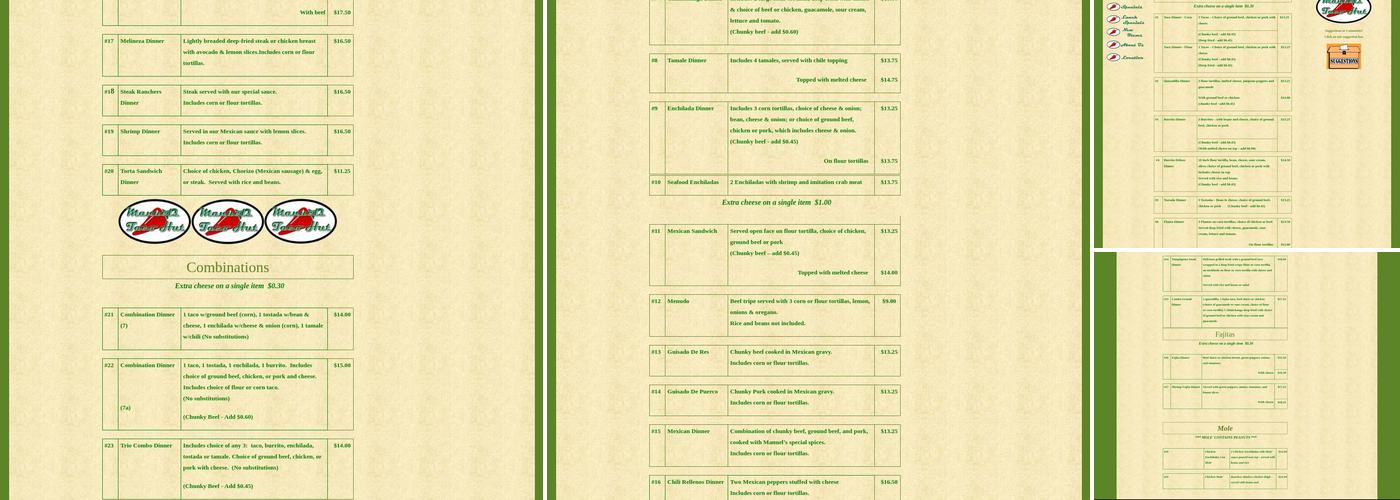 Manuel's Taco Hut Menu