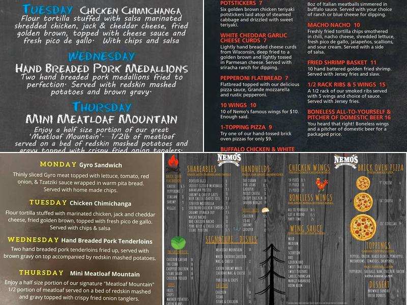 Nemo's Sports Cafe Menu