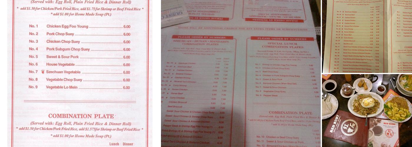 Red Ruby Restaurant Menu