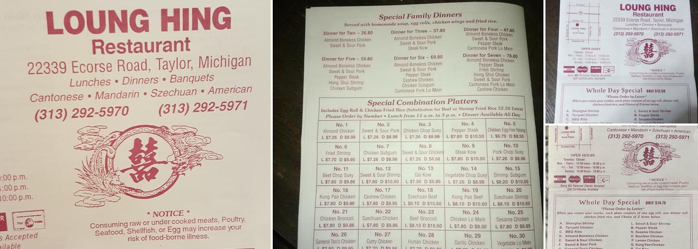 Loung Hing Restaurant Menu