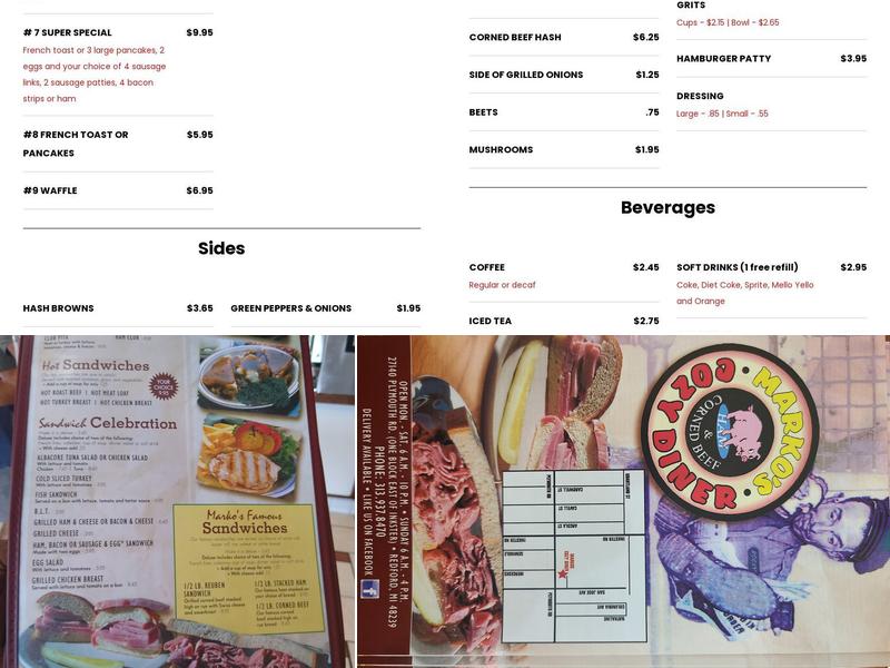 Marko's Cozy Diner Menu