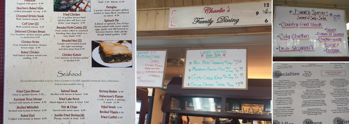 Charlie's Family Dining Menu