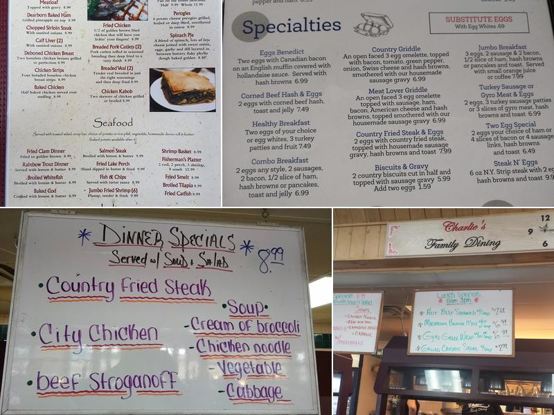 Charlie's Family Dining Menu