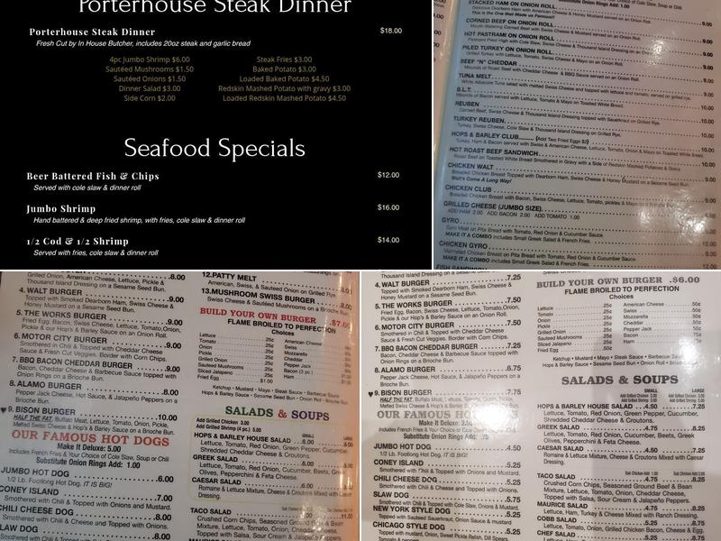 Hops & Barley Bar & Grill Menu