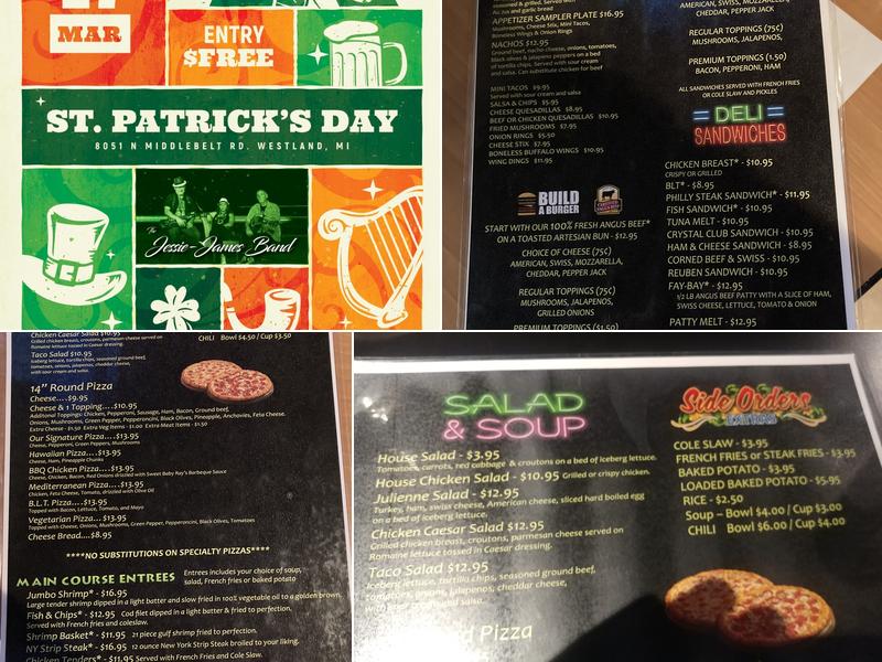 Crystal Bar & Grill Menu