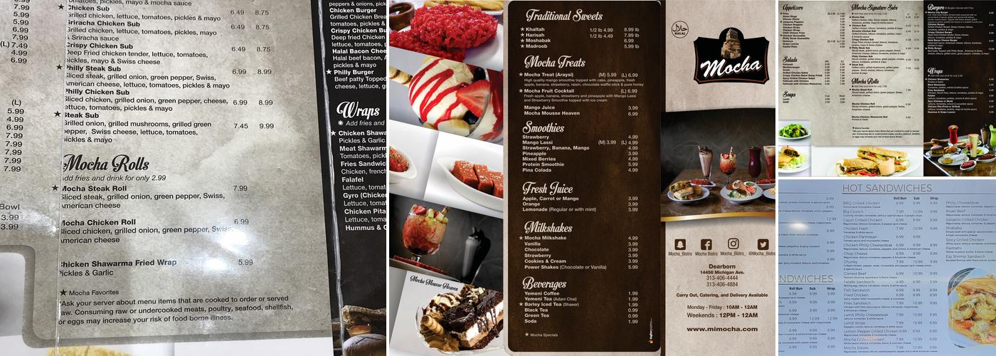 Mocha Bistro Menu
