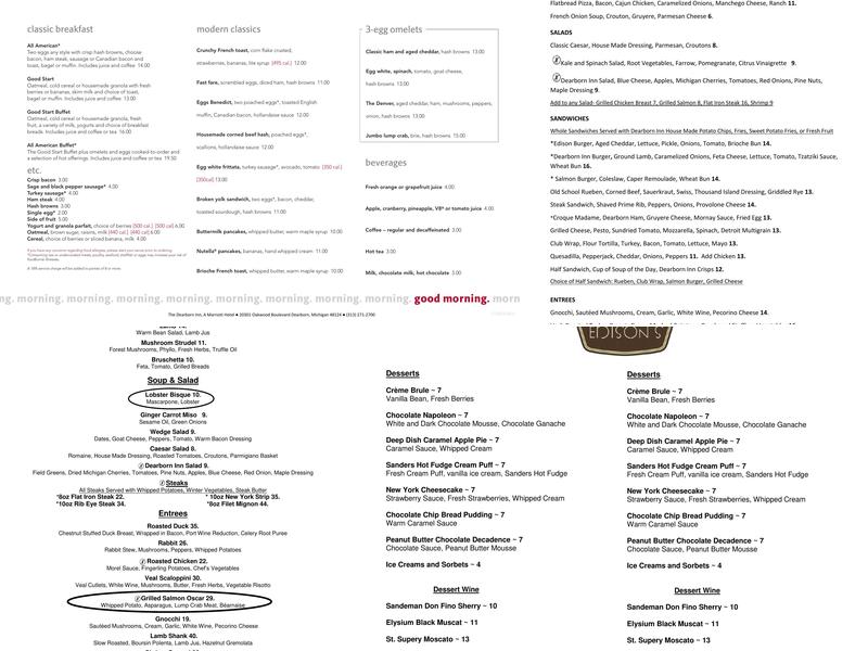 Edison's Menu