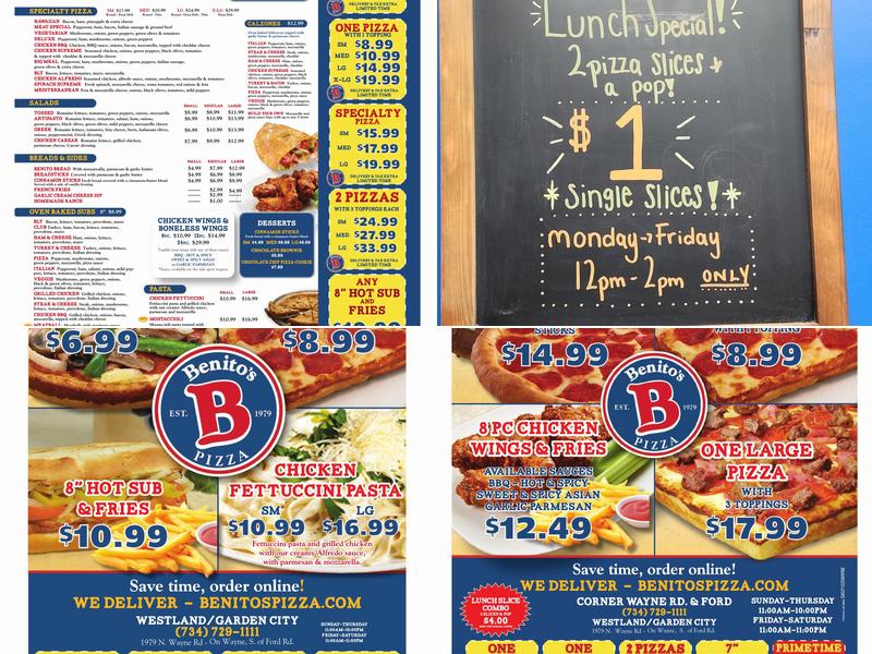 Benito's Pizza Menu