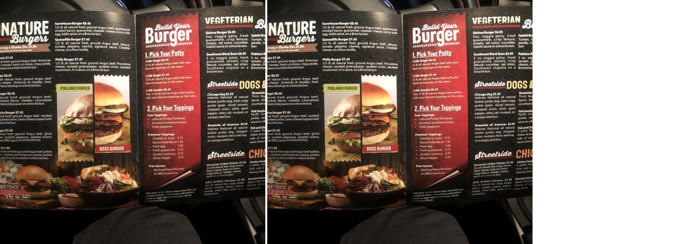 Streetside Burger Menu
