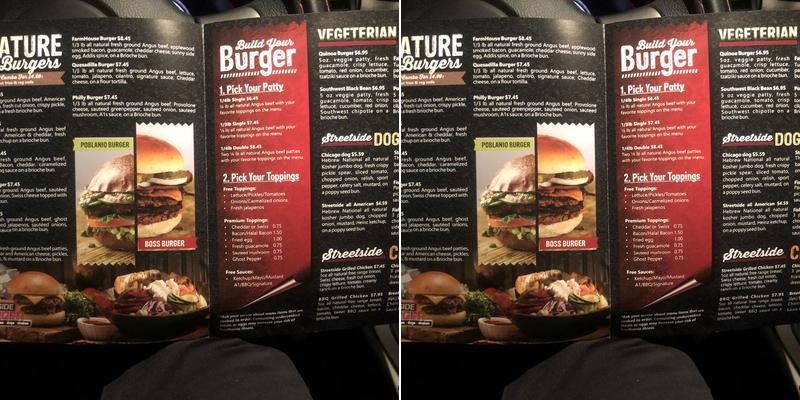 Streetside Burger Menu