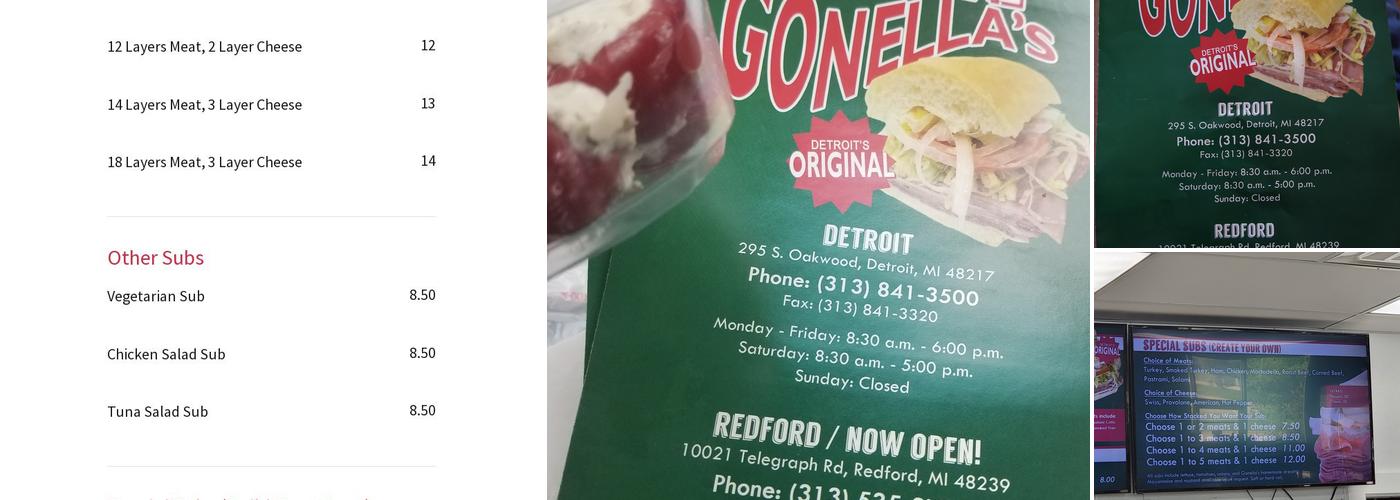 Gonella's Menu