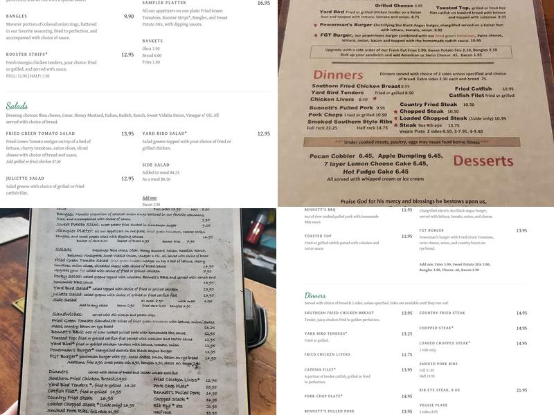 The Whistle Stop Cafe Menu