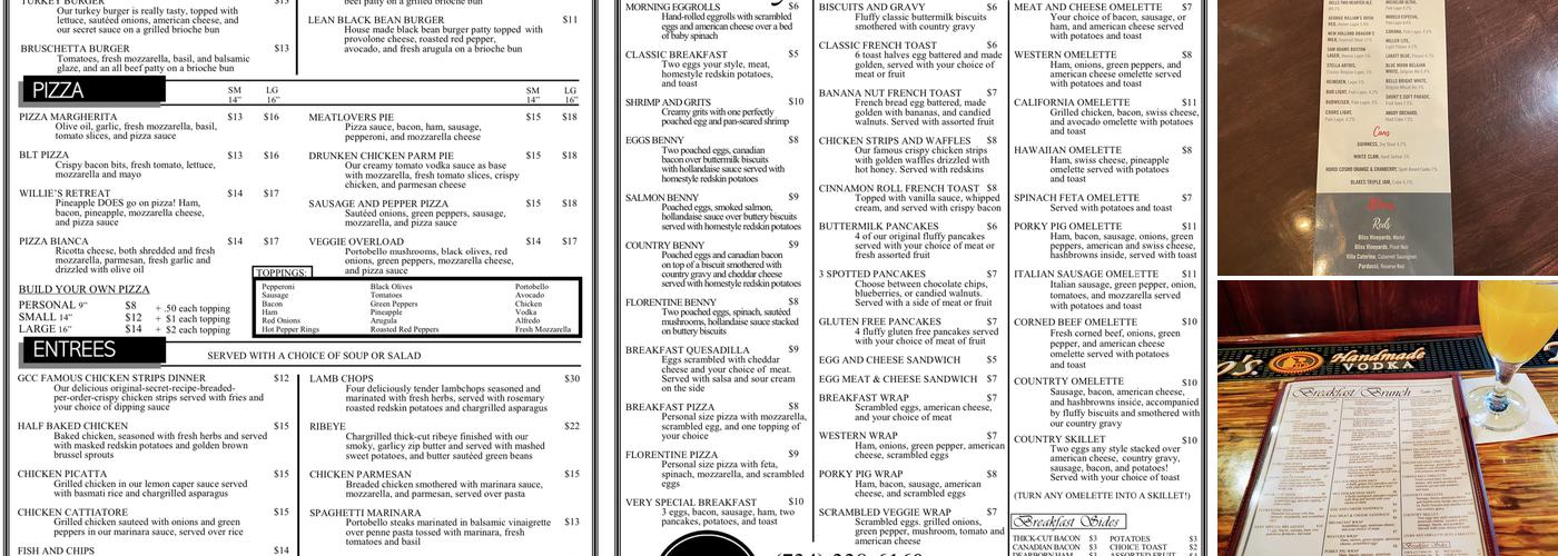 GCC Bar & Grill (Garden City Cafe) Menu