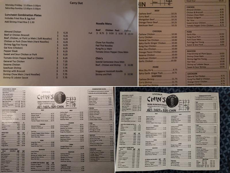 Chin's Restaurant Menu