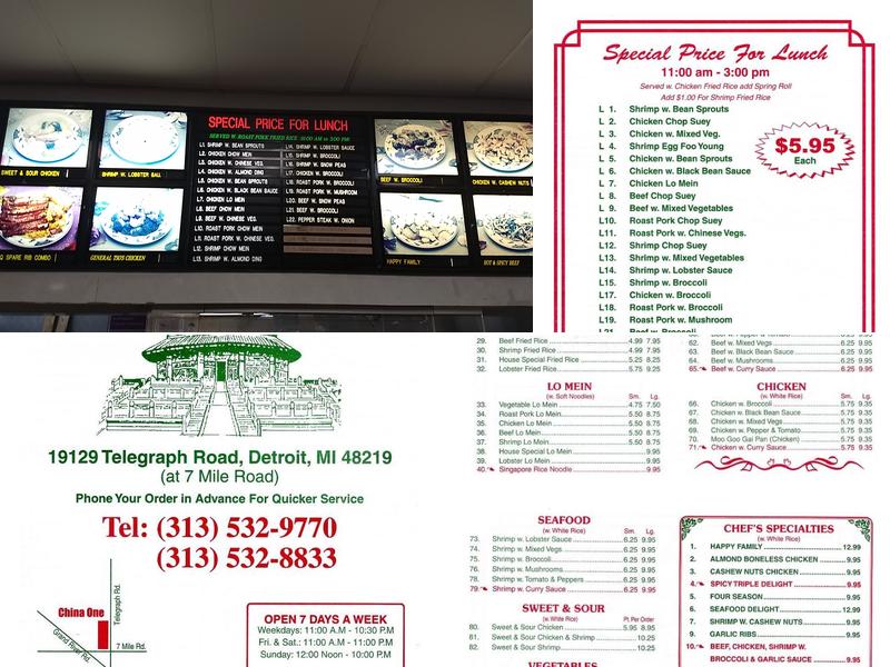 China One Menu