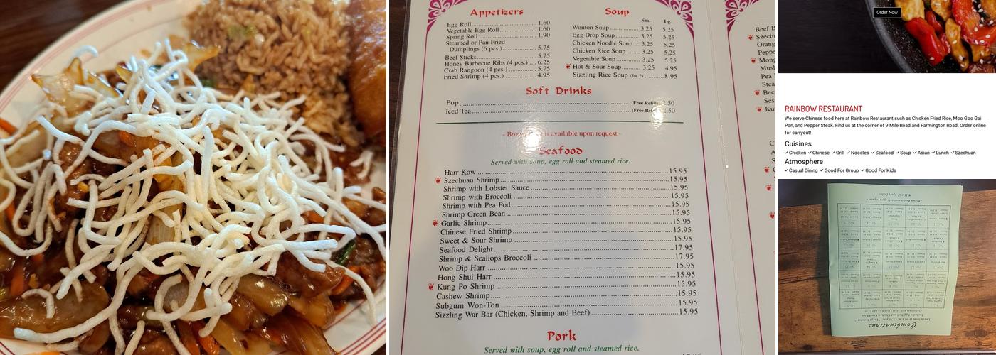 Rainbow Restaurant Menu