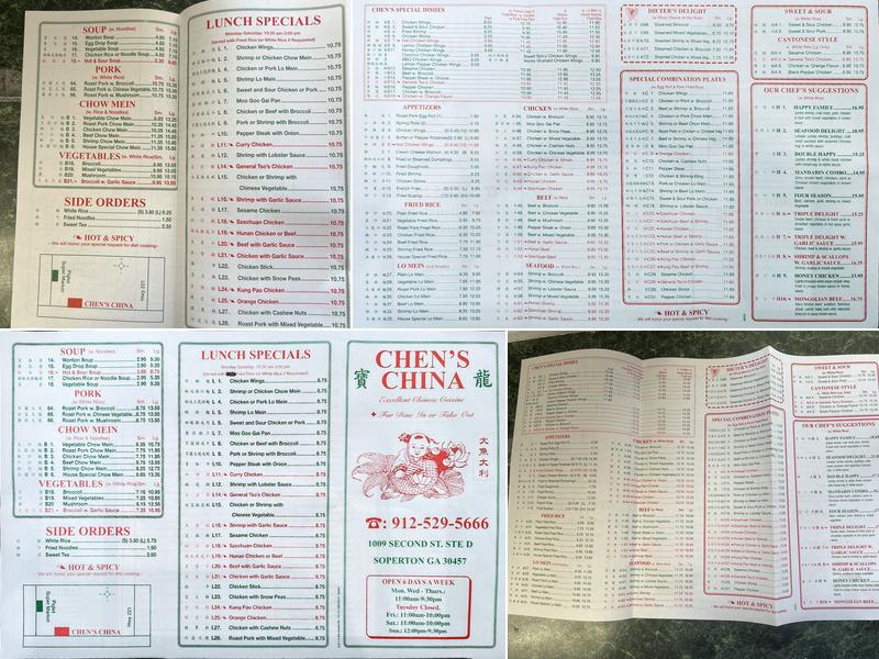 Chen's China Menu