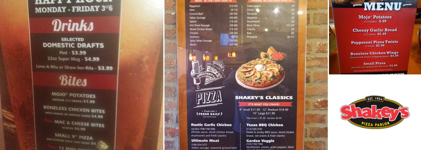 Shakey's Pizza Parlor Menu