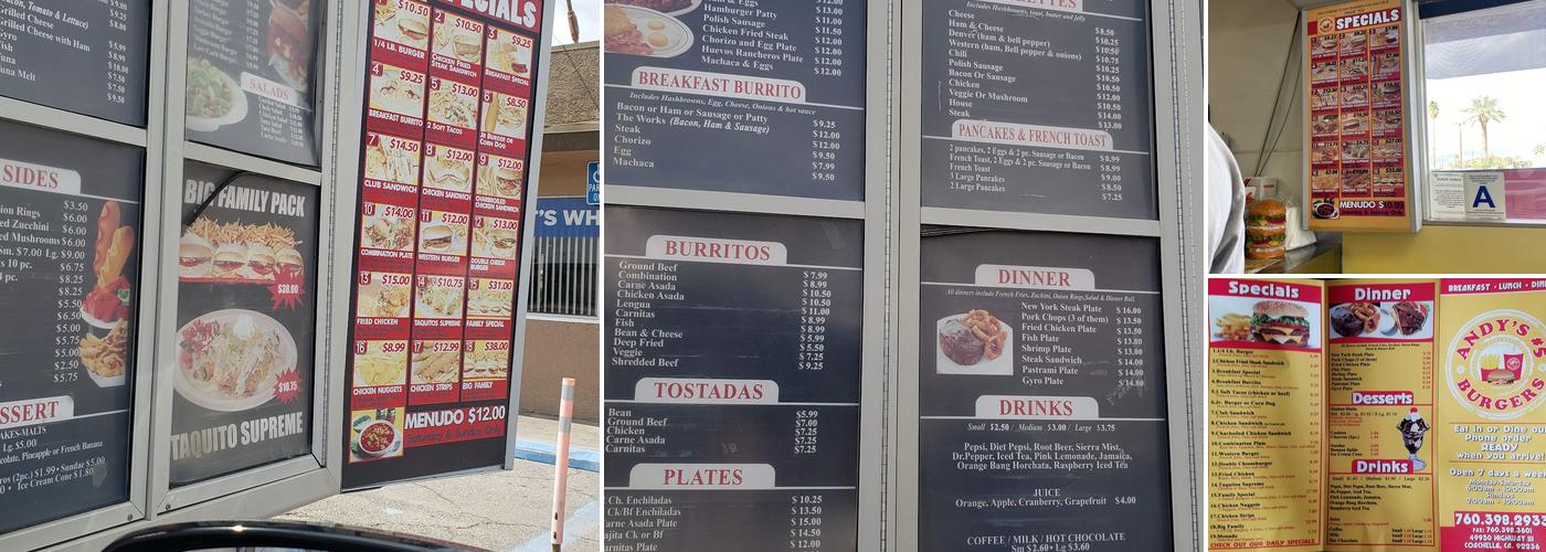 Andy's #5 Menu