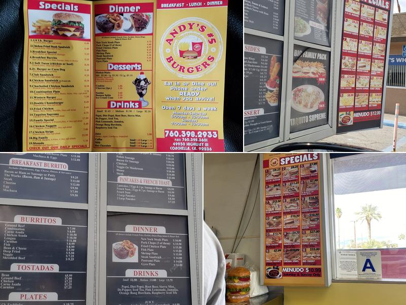 Andy's #5 Menu