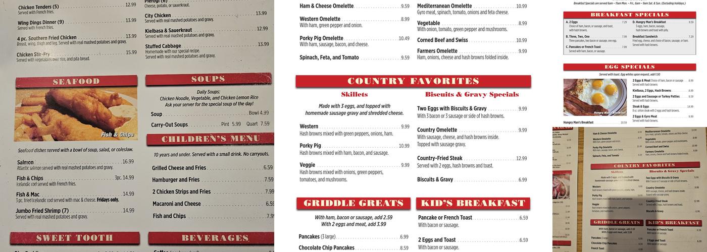 Sam's Place Menu