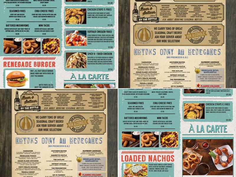 Renegades Bar & Grill Menu