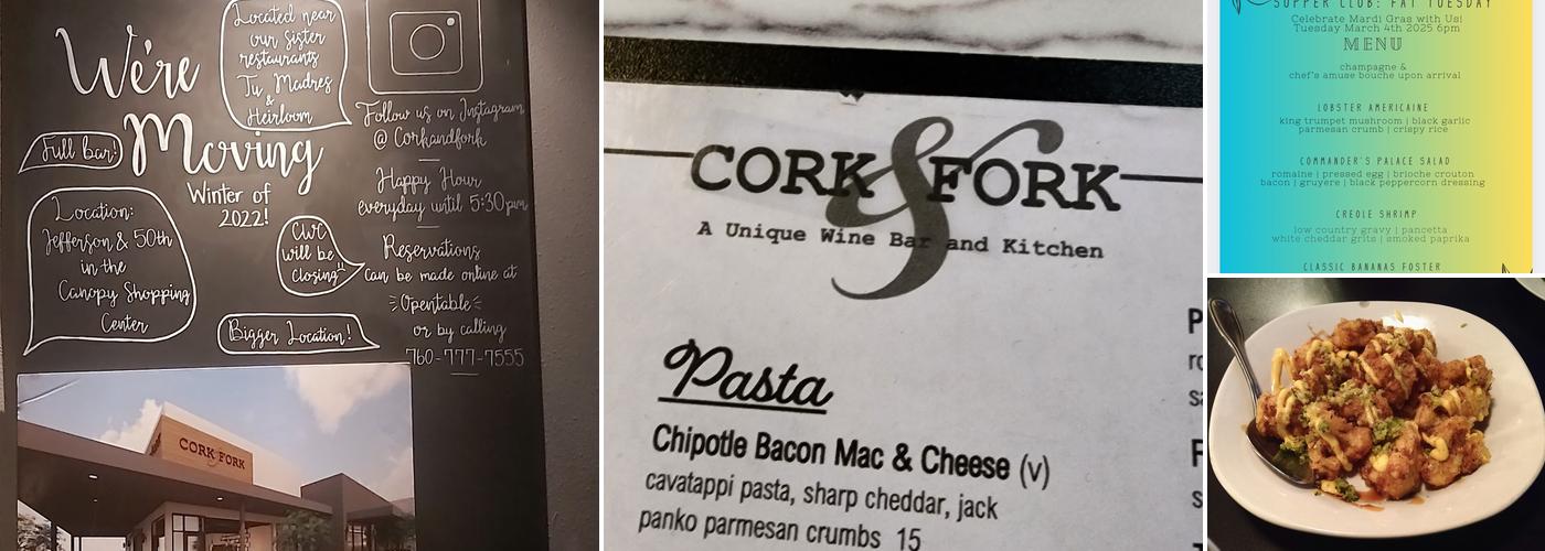 Cork & Fork Menu