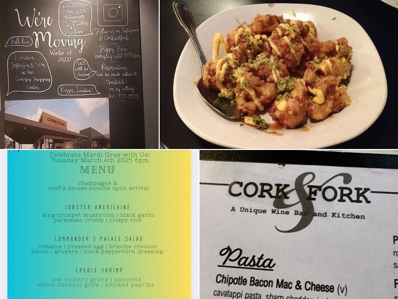 Cork & Fork Menu