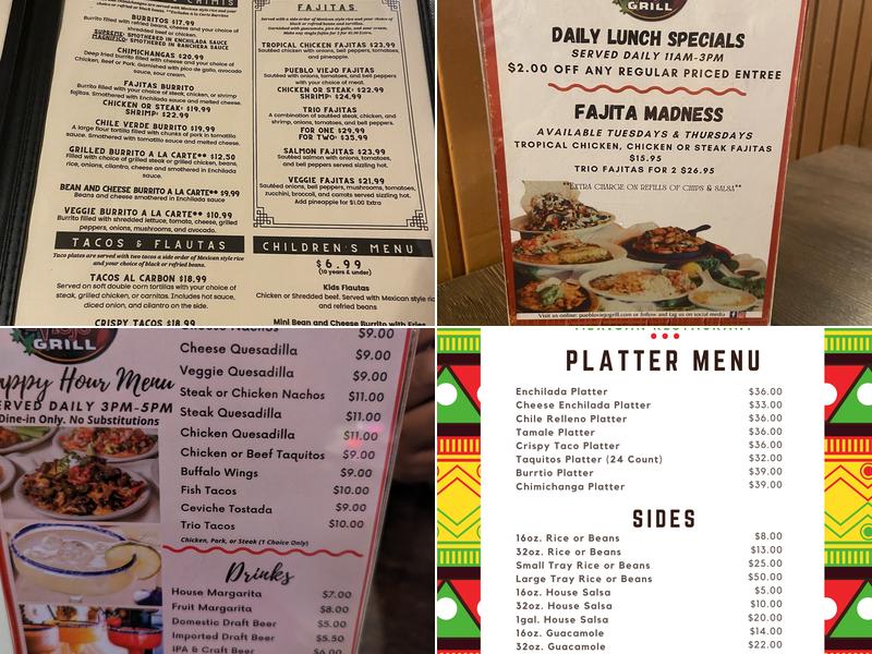 Pueblo Viejo Grill Menu