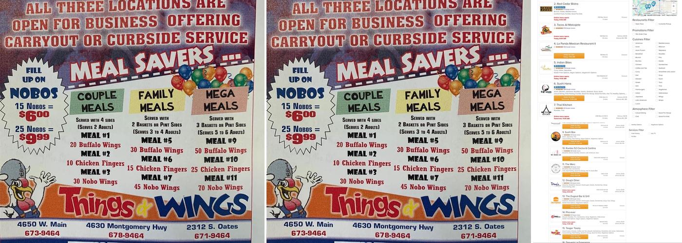 Things & Wings Westside Menu