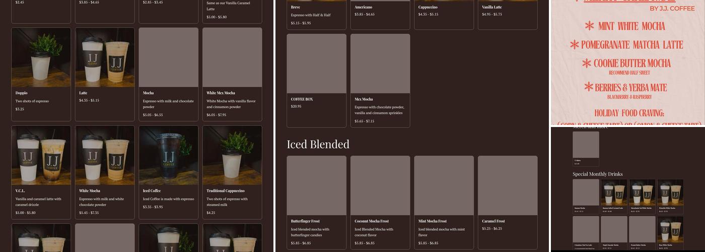 Just Java Coffee Menu