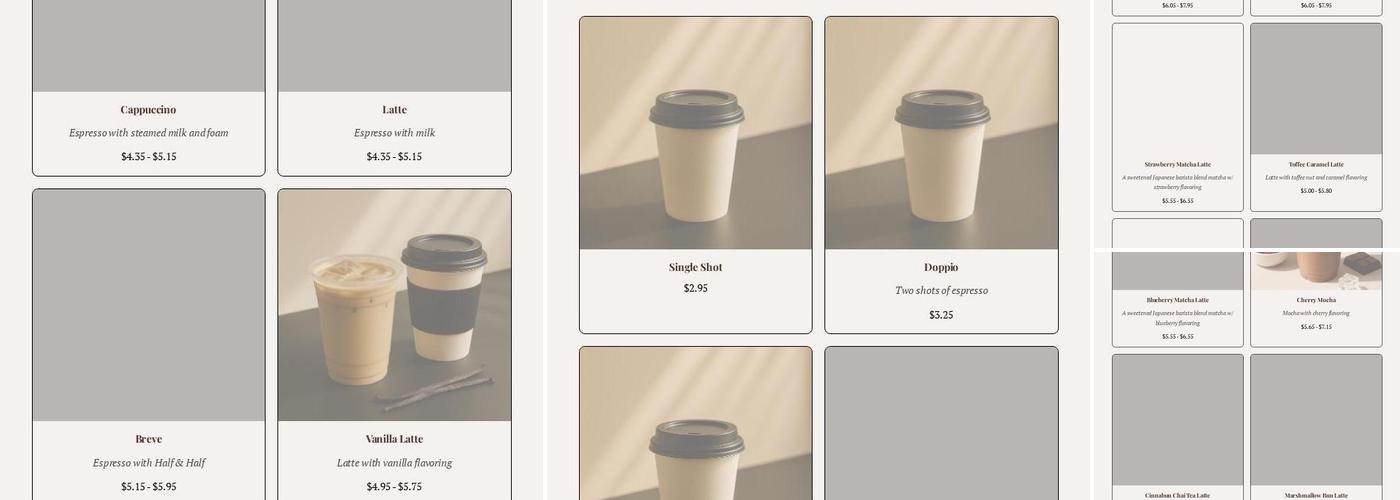 Just Java Coffee Menu