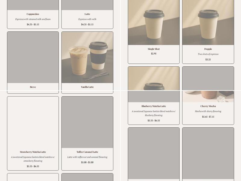 Just Java Coffee Menu