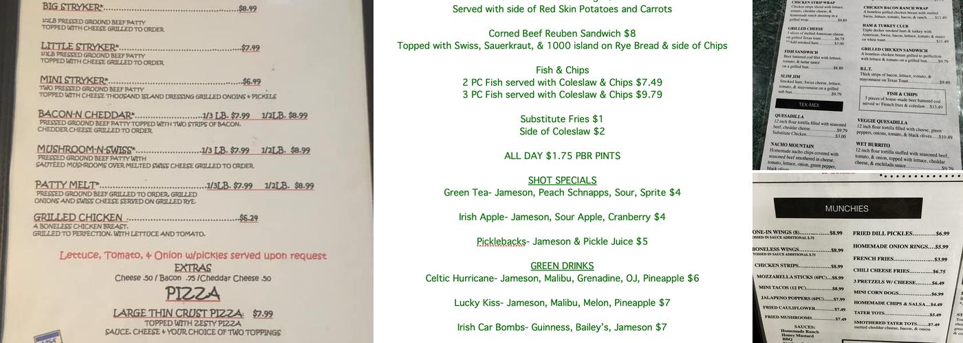 Strykers Bar & Grill Menu