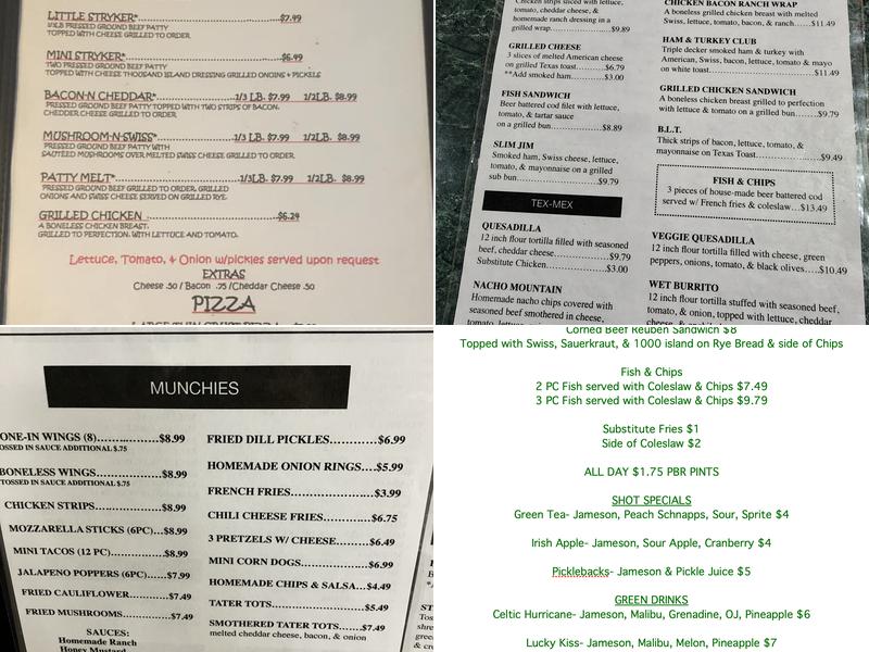 Strykers Bar & Grill Menu