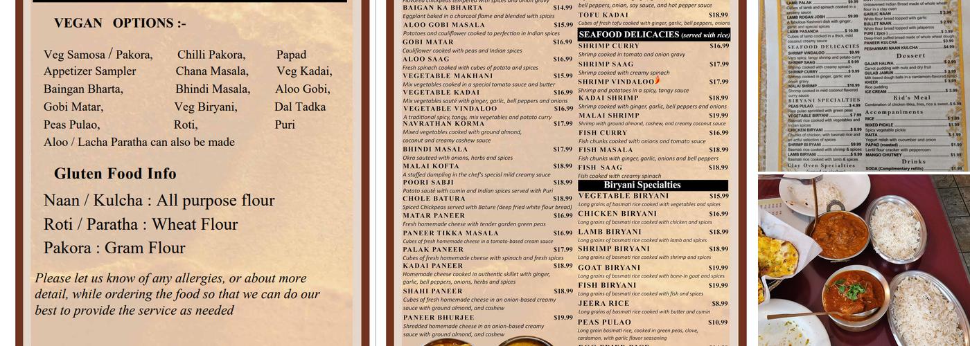 Dinner India Menu