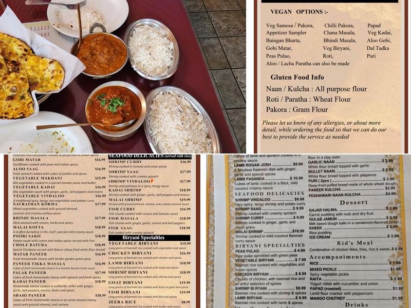 Dinner India Menu