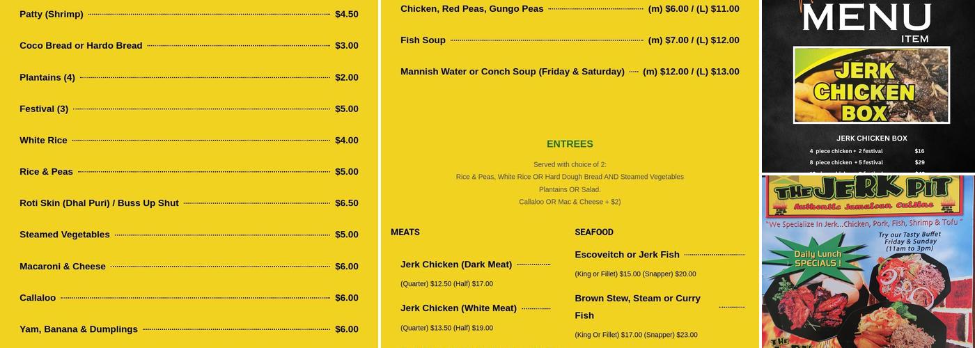 The Jerk Pit Menu