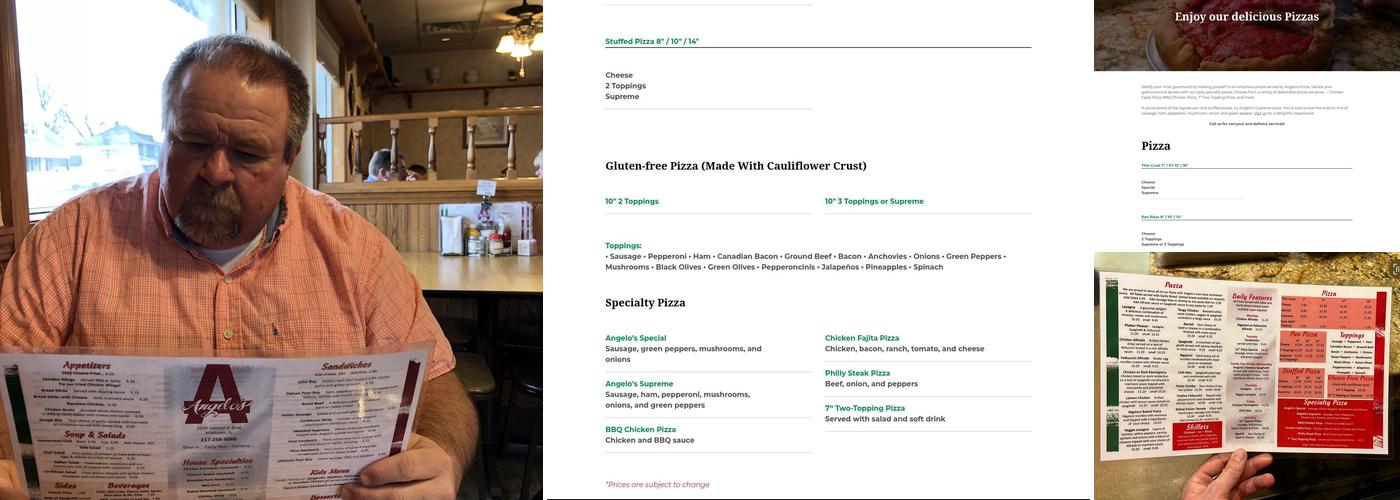 Angelo's Pizza Menu