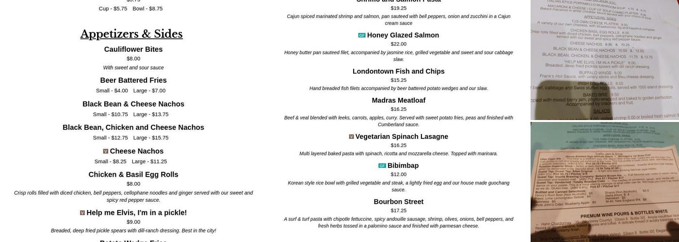 Traffic Jam & Snug Menu