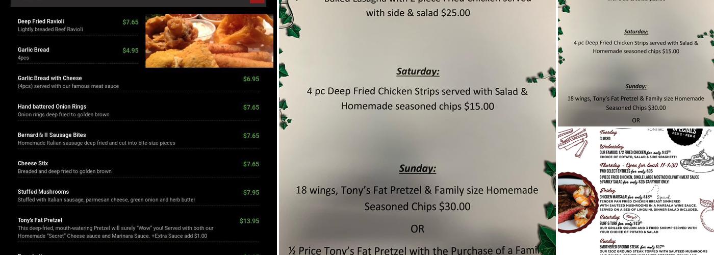 Bernardi's II Restaurant Menu