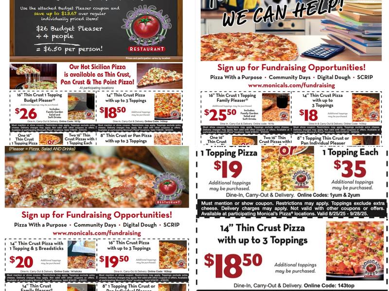 Monical's Pizza of Pontiac Menu