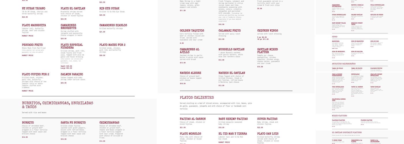 El Gavilan Restaurant Menu