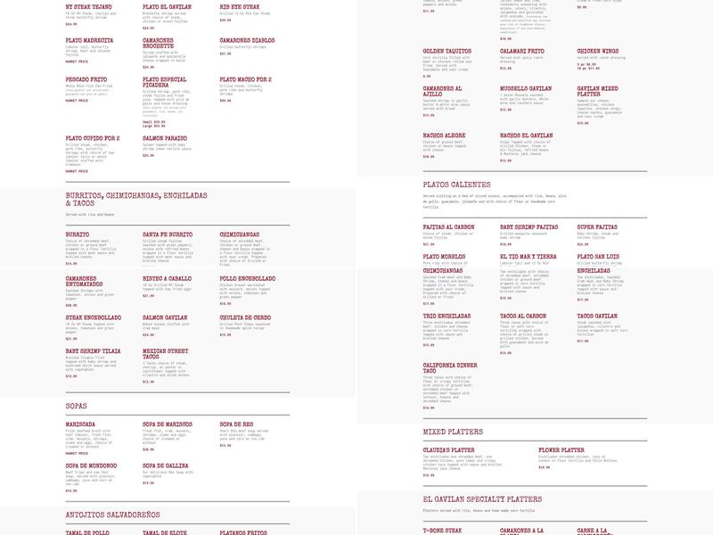 El Gavilan Restaurant Menu