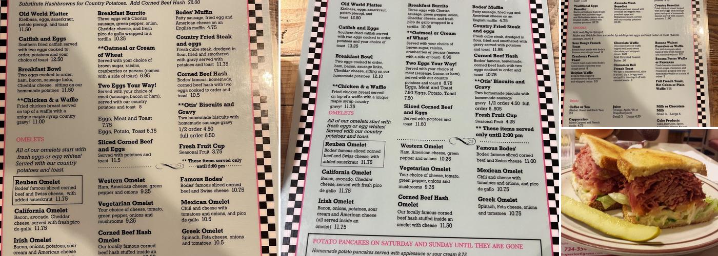 Bode's Corn Beef House Menu