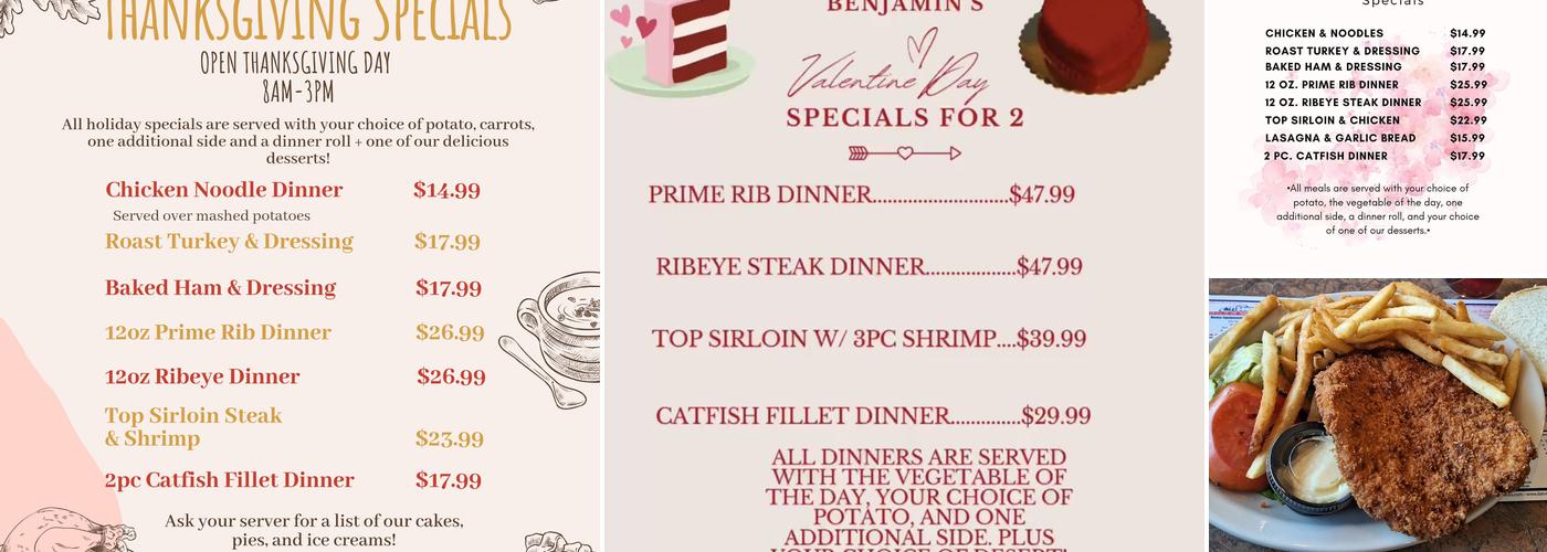 Benjamin's Restaurant Menu