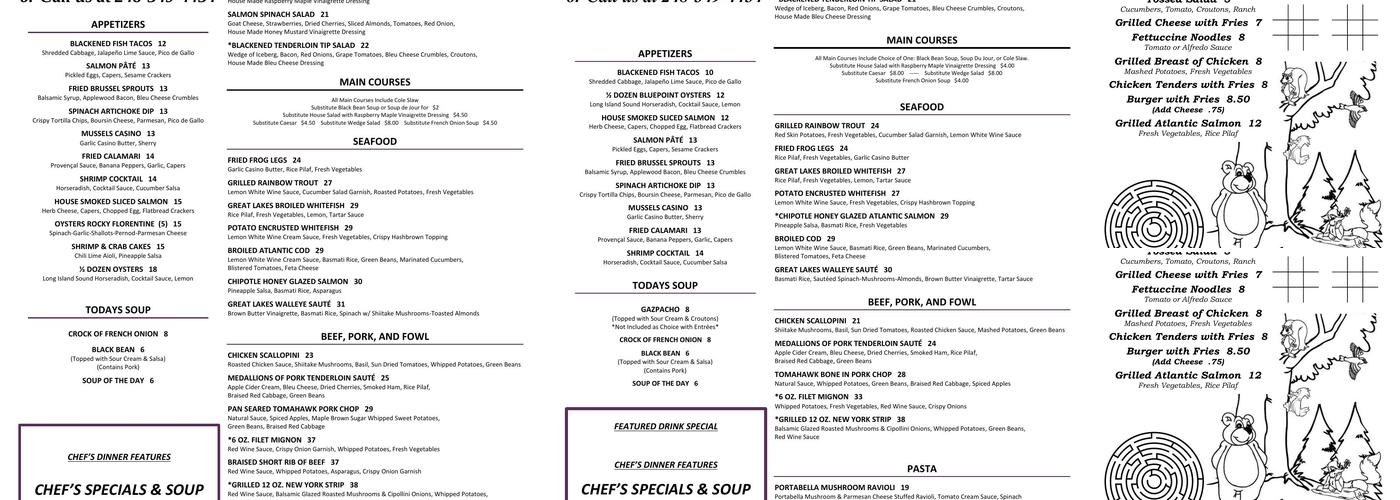 Rocky's of Northville Menu