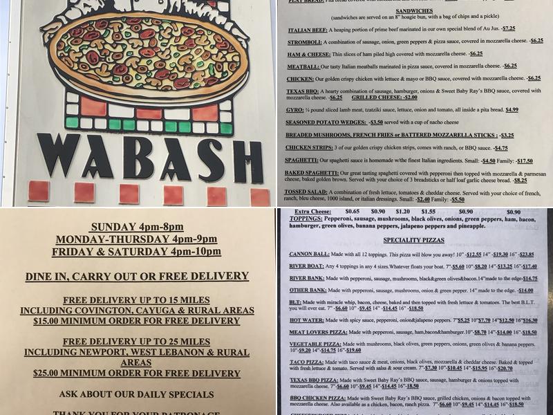 Wabash Pizza Menu
