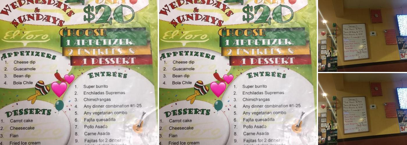 El Toro Menu
