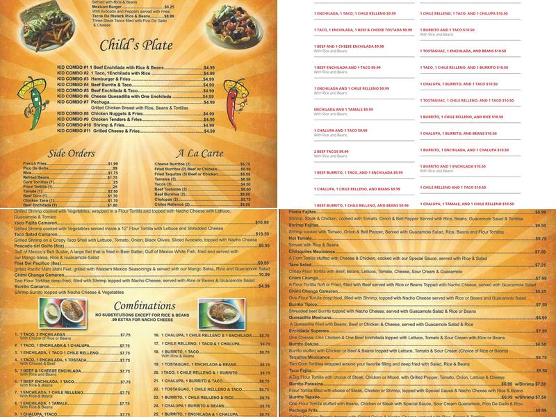 La Potosina Mexican Restaurant Menu